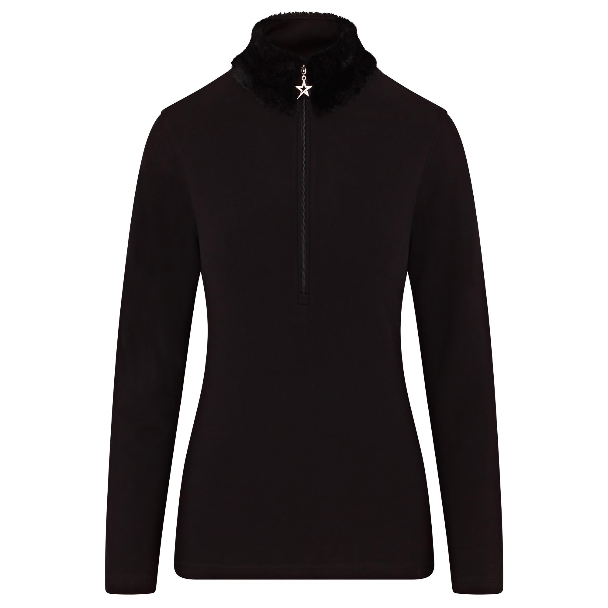 Swing Out Sister Tigress Faux Fur Ladies Golf Polo Shirt Pearl Black